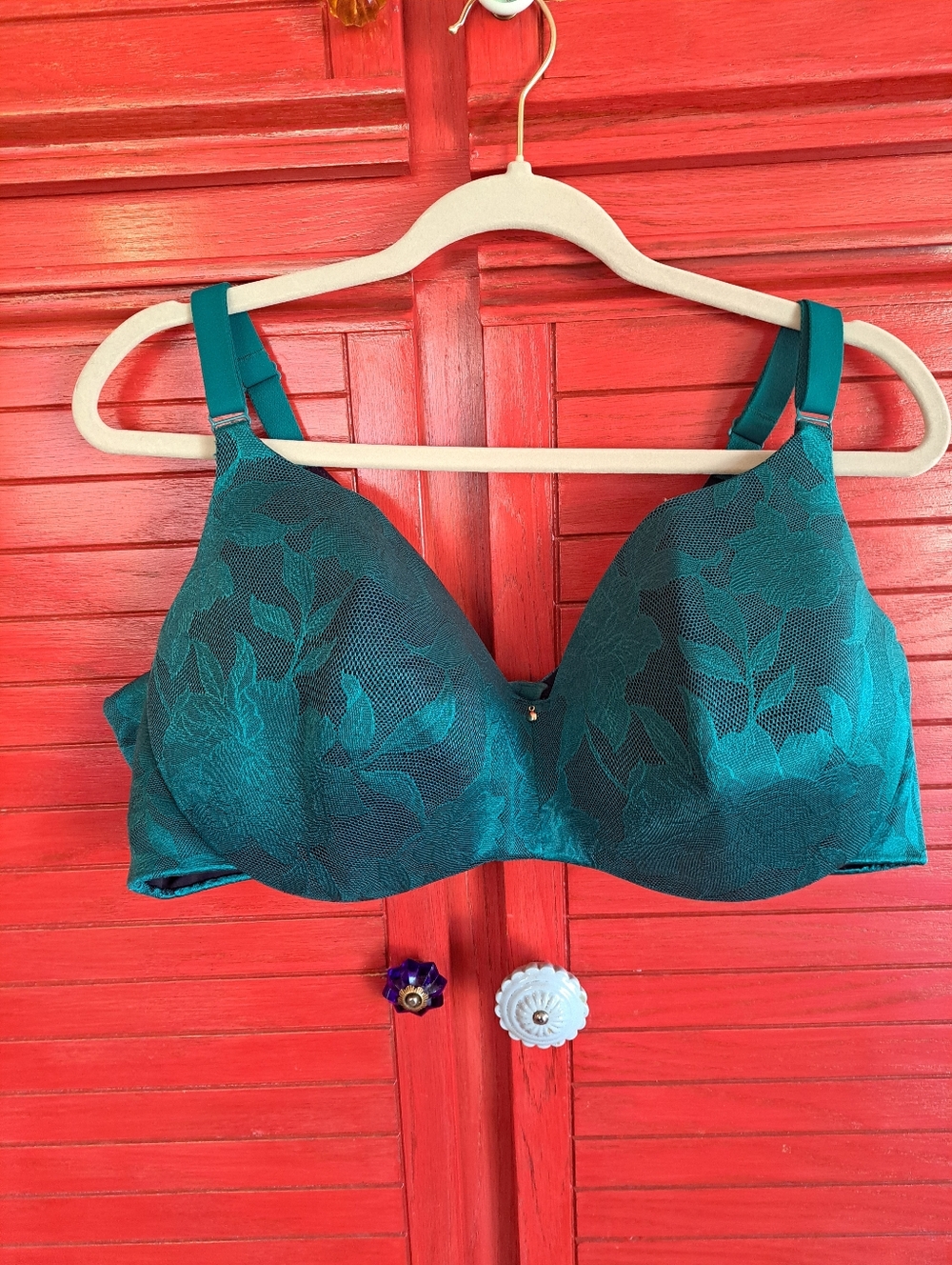 Cacique Emerald Green Embossed Sexy Bra 44dd